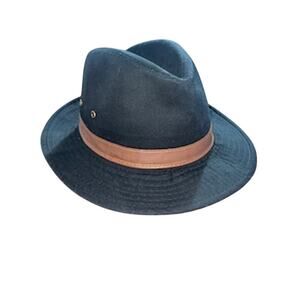 Dorfman Pacific Men's sz M One-Piece Canvas Faux Leather-Trim Safari Hat